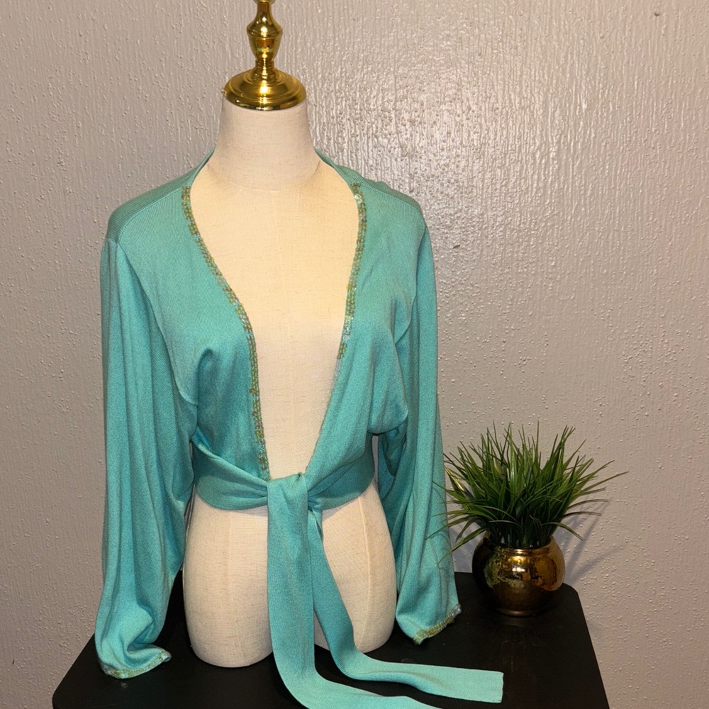 TO THE MAX Cashmere and Silk Turquoise Crop Top